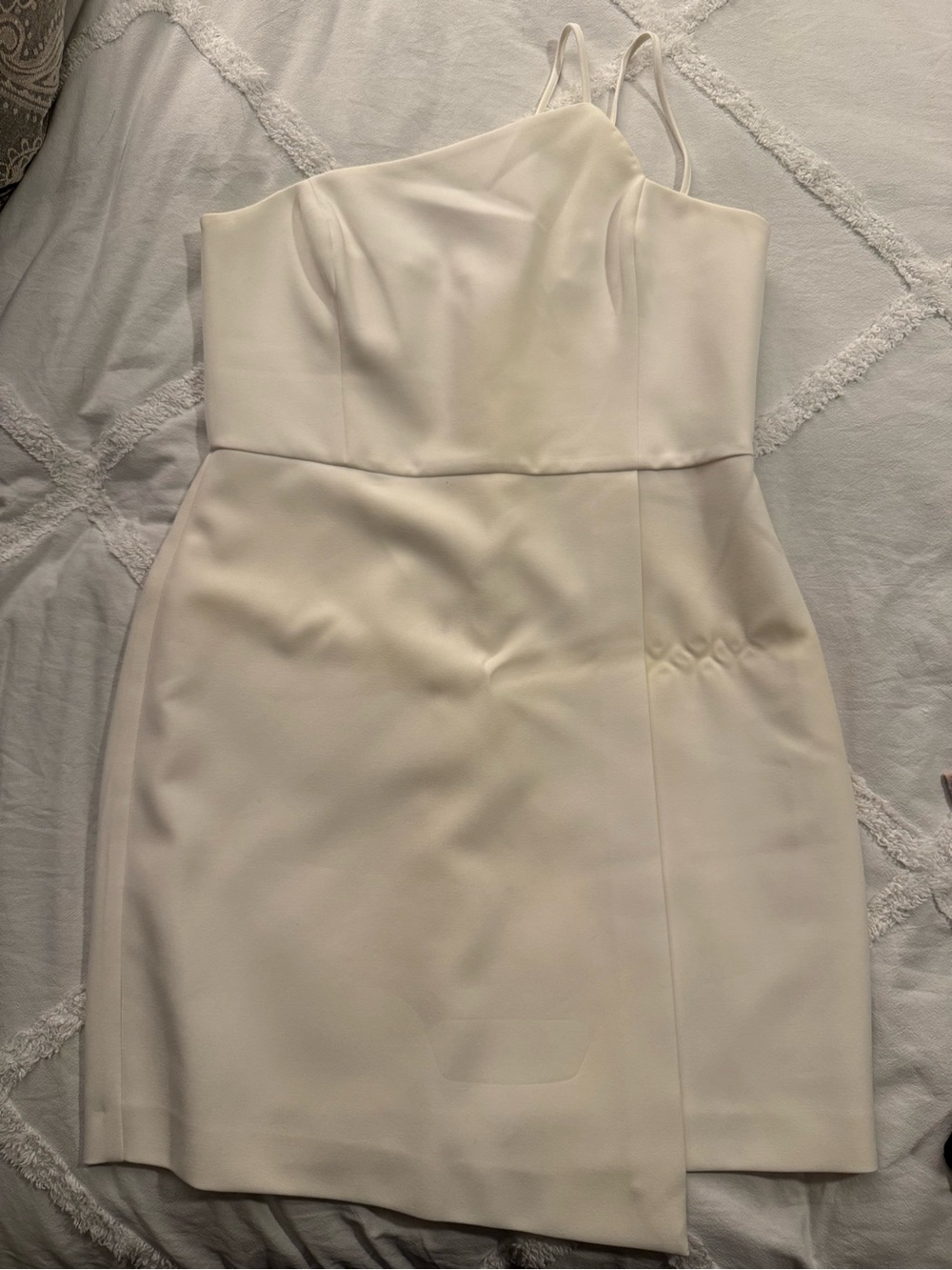 BCBGMaxAzria white One-Shoulder Asymmetric Dress